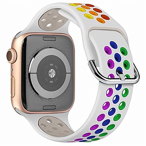 ����� ������� ���� Two Tone Sport Silicone Band ���� LaTera ����� ��� ����: Apple Watch 42mm/44mm/45mm (��� White/Green)