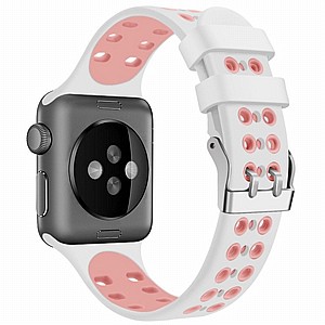 רצועת סיליקון מדגם Two Color Double Silicone Band מבית LaTera לשעון חכם מדגם: Apple Watch 42mm/44mm/45mm (צבע White/Pink) רצועת סיליקון מדגם Two Color Double Silicone Band מבית LaTera לשעון חכם מדגם: Apple Watch 42mm/44mm/45mm (צבע White/Pink)