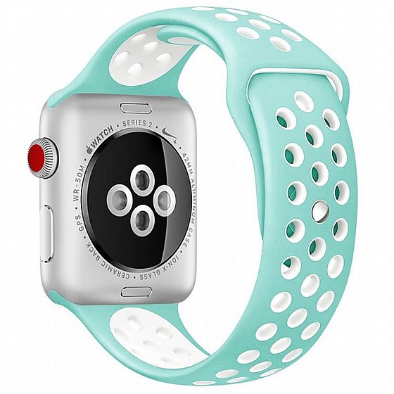 ����� ������� ���� Sport Silicone Band ���� LaTera ����� ��� ����: Apple Watch 38mm/40mm/41mm (��� White/Green)