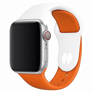 רצועת סיליקון מדגם Double Colors Silicone Band מבית LaTera לשעון חכם מדגם: Apple Watch 38mm/40mm/41mm (צבע White/Orange) רצועת סיליקון מדגם Double Colors Silicone Band מבית LaTera לשעון חכם מדגם: Apple Watch 38mm/40mm/41mm (צבע White/Orange)