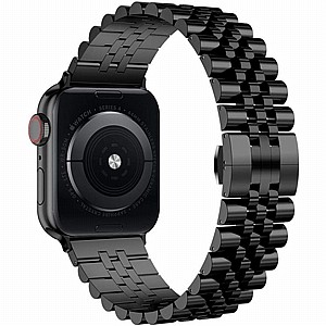 רצועת מתכת מדגם Five Beads Steel Band מבית LaTera לשעון חכם מדגם: Apple Watch 42mm/44mm/45mm (צבע Black) רצועת מתכת מדגם Five Beads Steel Band מבית LaTera לשעון חכם מדגם: Apple Watch 42mm/44mm/45mm (צבע Black)