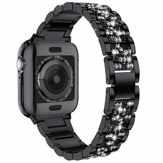 ����� ���� ���� Three Bead Diamond Steel Band ���� LaTera ����� ��� ����: Apple Watch 42mm/44mm/45mm (��� Black)