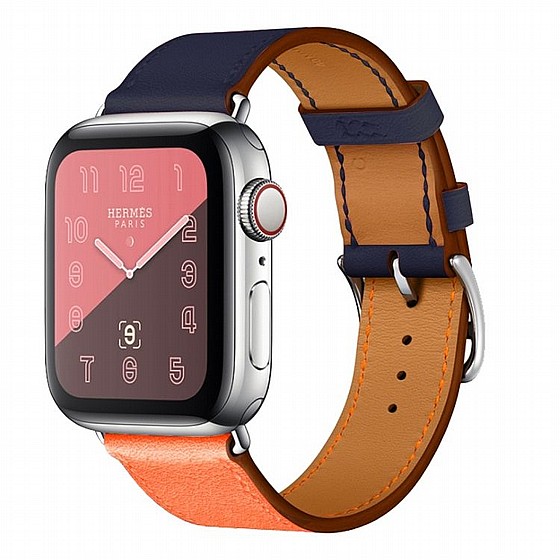 ����� ��� ����  Two Color Single Leather Band ���� LaTera ����� ��� ����: Apple Watch 42mm/44mm/45mm (��� Orange/Bright Blue)