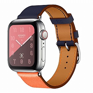 ����� ��� ����  Two Color Single Leather Band ���� LaTera ����� ��� ����: Apple Watch 42mm/44mm/45mm (��� Orange/Bright Blue)