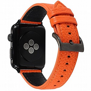 ����� ��� ����   Litchi Genuine Leather Band ���� LaTera ����� ��� ����: Apple Watch 42mm/44mm/45mm (��� Orange)