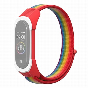 רצועת בד / ניילון מדגם Replacement Strap Nylon Band מבית LaTera לשעון חכם מדגם: Xiaomi Mi Band 5 / 6 (צבע Rainbow/Red White) רצועת בד / ניילון מדגם Replacement Strap Nylon Band מבית LaTera לשעון חכם מדגם: Xiaomi Mi Band 5 / 6 (צבע Rainbow/Red White)