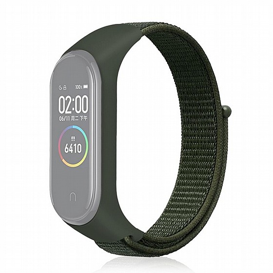 ����� �� / ������ ���� Woven Strap Nylon Band ���� LaTera ����� ��� ����: Xiaomi Mi Band 3 / 4 (��� Army Green)