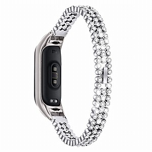 ����� ���� ���� Diamond Studded Steel Band ���� LaTera ����� ��� ����: Xiaomi Mi Band 5 / 6 (��� Silver)