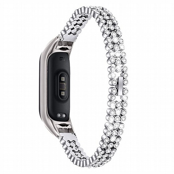 ����� ���� ���� Diamond Studded Steel Band ���� LaTera ����� ��� ����: Xiaomi Mi Band 3 / 4 (��� Silver)