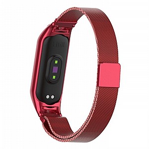 רצועת מתכת מדגם Milano Magnetic Steel Band מבית LaTera לשעון חכם מדגם: Xiaomi Mi Band 5 / 6 (צבע Red)) רצועת מתכת מדגם Milano Magnetic Steel Band מבית LaTera לשעון חכם מדגם: Xiaomi Mi Band 5 / 6 (צבע Red))