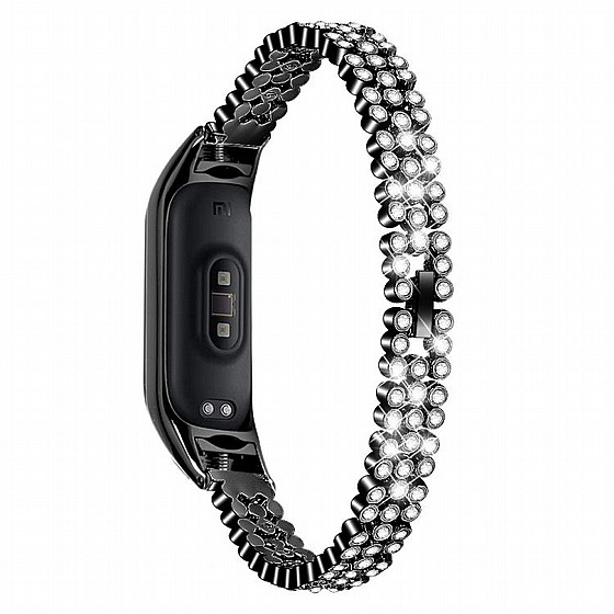 ����� ���� ���� Diamond Studded Steel Band ���� LaTera ����� ��� ����: Xiaomi Mi Band 5 / 6 (��� Black)