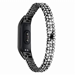 ����� ���� ���� Diamond Studded Steel Band ���� LaTera ����� ��� ����: Xiaomi Mi Band 3 / 4 (��� Black)
