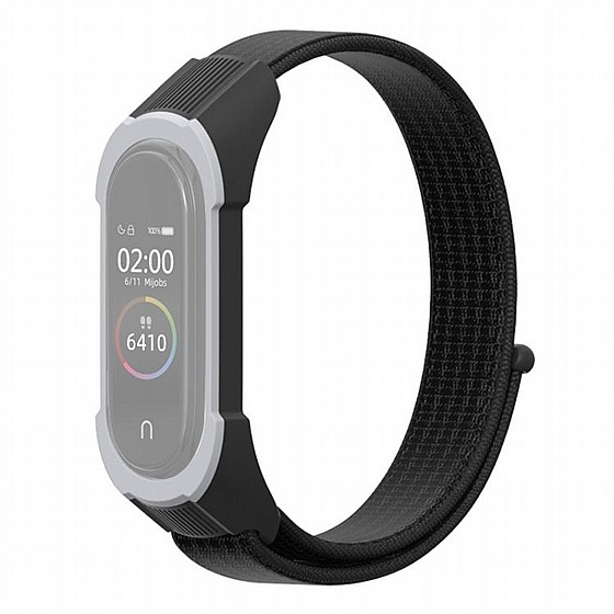 ����� �� / ������ ���� Replacement Strap Nylon Band ���� LaTera ����� ��� ����: Xiaomi Mi Band 3 / 4 (��� Black/Black Grey)