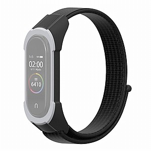 ����� �� / ������ ���� Replacement Strap Nylon Band ���� LaTera ����� ��� ����: Xiaomi Mi Band 3 / 4 (��� Black/Black Grey)