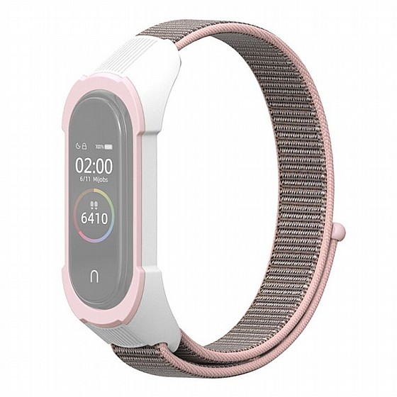 ����� �� / ������ ���� Replacement Strap Nylon Band ���� LaTera ����� ��� ����: Xiaomi Mi Band 3 / 4 (��� Pink/White Pink)