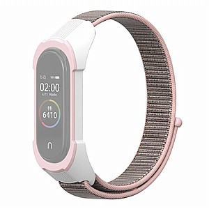 ����� �� / ������ ���� Replacement Strap Nylon Band ���� LaTera ����� ��� ����: Xiaomi Mi Band 5 / 6 (��� Pink/White Pink)