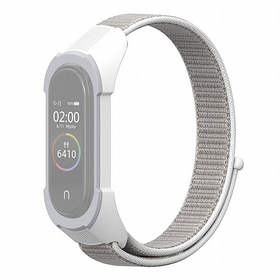 ����� �� / ������ ���� Replacement Strap Nylon Band ���� LaTera ����� ��� ����: Xiaomi Mi Band 5 / 6 (��� Seashell/White Grey)