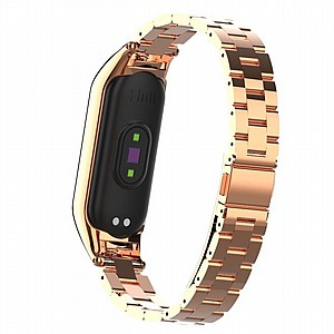 רצועת מתכת מדגם Double Spring Steel Band מבית LaTera לשעון חכם מדגם: Xiaomi Mi Band 5 / 6 (צבע Rose Gold) רצועת מתכת מדגם Double Spring Steel Band מבית LaTera לשעון חכם מדגם: Xiaomi Mi Band 5 / 6 (צבע Rose Gold)