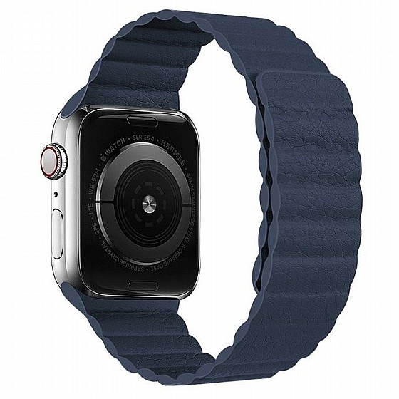 ����� ��� ����   Two Loop Magnetic Leather Band ���� LaTera ����� ��� ����: Apple Watch 42mm/44mm/45mm (��� Navy Blue)