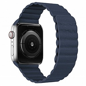 רצועת עור מדגם Two Loop Magnetic Leather Band מבית LaTera לשעון חכם מדגם: Apple Watch 42mm/44mm/45mm (צבע Navy Blue) רצועת עור מדגם Two Loop Magnetic Leather Band מבית LaTera לשעון חכם מדגם: Apple Watch 42mm/44mm/45mm (צבע Navy Blue)