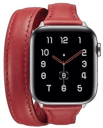 ����� ��� ����   Thin Genuine Double Loop Leather Band ���� LaTera ����� ��� ����: Apple Watch 42mm/44mm/45mm (��� Red)