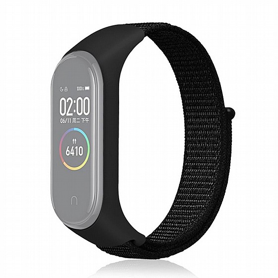 ����� �� / ������ ���� Woven Strap Nylon Band ���� LaTera ����� ��� ����: Xiaomi Mi Band 3 / 4 (��� Black)