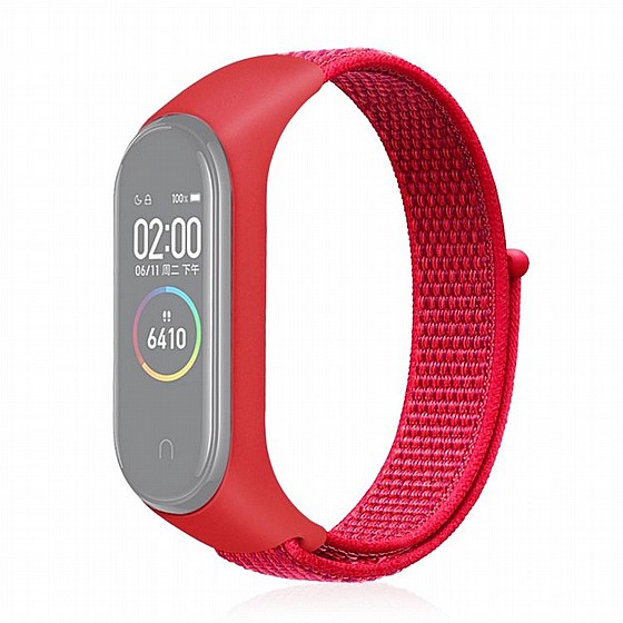 ����� �� / ������ ���� Woven Strap Nylon Band ���� LaTera ����� ��� ����: Xiaomi Mi Band 3 / 4 (��� Red)