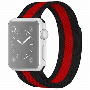 רצועת מתכת מדגם Milanese Loop Magnetic Steel Band מבית LaTera לשעון חכם מדגם: Apple Watch 42mm/44mm/45mm (צבע Black Red) רצועת מתכת מדגם Milanese Loop Magnetic Steel Band מבית LaTera לשעון חכם מדגם: Apple Watch 42mm/44mm/45mm (צבע Black Red)