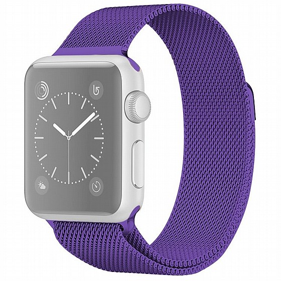 ����� ���� ���� Milanese Loop Magnetic Steel Band ���� LaTera ����� ��� ����: Apple Watch 42mm/44mm/45mm (��� Bright Purple)