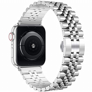 רצועת מתכת מדגם Five Beads Steel Band מבית LaTera לשעון חכם מדגם: Apple Watch 42mm/44mm/45mm (צבע Silver) רצועת מתכת מדגם Five Beads Steel Band מבית LaTera לשעון חכם מדגם: Apple Watch 42mm/44mm/45mm (צבע Silver)