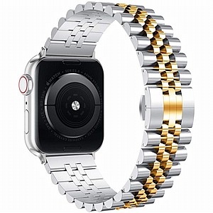 רצועת מתכת מדגם Five Beads Steel Band מבית LaTera לשעון חכם מדגם: Apple Watch 38mm/40mm/41mm (צבע Between Gold) רצועת מתכת מדגם Five Beads Steel Band מבית LaTera לשעון חכם מדגם: Apple Watch 38mm/40mm/41mm (צבע Between Gold)