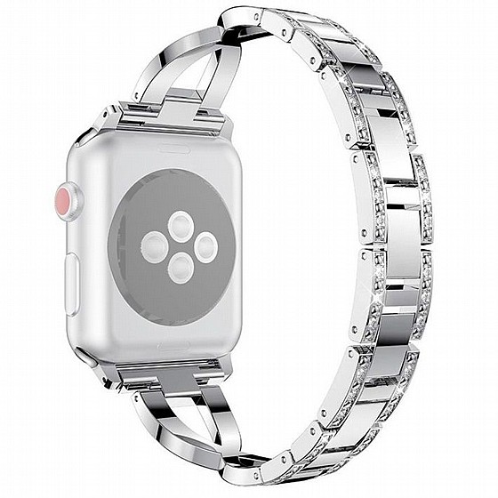 ����� ���� ���� Colorful Diamond Steel Band ���� LaTera ����� ��� ����: Apple Watch 42mm/44mm/45mm (��� Silver)