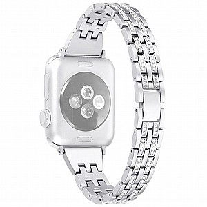 רצועת מתכת מדגם Colorful Bead Diamond Steel Band מבית LaTera לשעון חכם מדגם: Apple Watch 42mm/44mm/45mm (צבע Silver) רצועת מתכת מדגם Colorful Bead Diamond Steel Band מבית LaTera לשעון חכם מדגם: Apple Watch 42mm/44mm/45mm (צבע Silver)