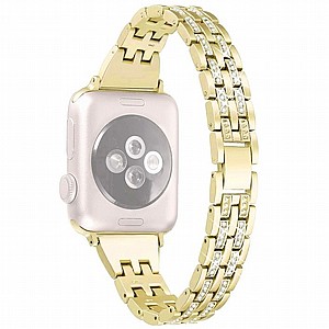 ����� ���� ���� Colorful Bead Diamond Steel Band ���� LaTera ����� ��� ����: Apple Watch 42mm/44mm/45mm (��� Gold)