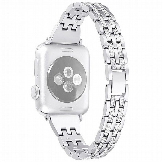 ����� ���� ���� Colorful Bead Diamond Steel Band ���� LaTera ����� ��� ����: Apple Watch 38mm/40mm/41mm (��� Silver)