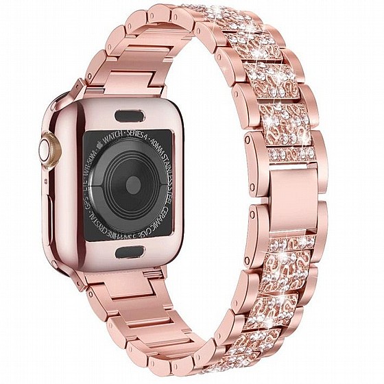 ����� ���� ���� Three Bead Diamond Steel Band ���� LaTera ����� ��� ����: Apple Watch 42mm/44mm/45mm (��� Rose Gold)