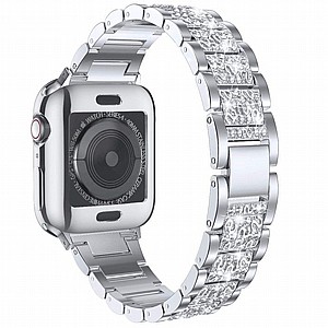 רצועת מתכת מדגם Three Bead Diamond Steel Band מבית LaTera לשעון חכם מדגם: Apple Watch 38mm/40mm/41mm (צבע Silver) רצועת מתכת מדגם Three Bead Diamond Steel Band מבית LaTera לשעון חכם מדגם: Apple Watch 38mm/40mm/41mm (צבע Silver)