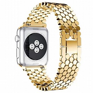 רצועת מתכת מדגם Honeycomb Diamond Steel Band מבית LaTera לשעון חכם מדגם: Apple Watch 42mm/44mm/45mm (צבע Gold) רצועת מתכת מדגם Honeycomb Diamond Steel Band מבית LaTera לשעון חכם מדגם: Apple Watch 42mm/44mm/45mm (צבע Gold)