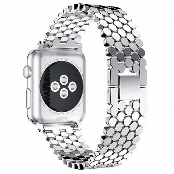 ����� ���� ���� Honeycomb Diamond Steel Band ���� LaTera ����� ��� ����: Apple Watch 38mm/40mm/41mm (��� silver)