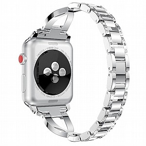 רצועת מתכת מדגם Xshaped Diamond Steel Band מבית LaTera לשעון חכם מדגם: Apple Watch 42mm/44mm/45mm (צבע Silver) רצועת מתכת מדגם Xshaped Diamond Steel Band מבית LaTera לשעון חכם מדגם: Apple Watch 42mm/44mm/45mm (צבע Silver)