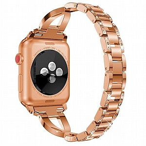 ����� ���� ���� Xshaped Diamond Steel Band ���� LaTera ����� ��� ����: Apple Watch 38mm/40mm/41mm (��� Rose Gold)