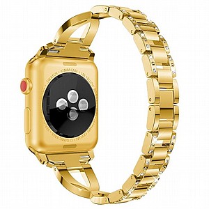 רצועת מתכת מדגם Xshaped Diamond Steel Band מבית LaTera לשעון חכם מדגם: Apple Watch 38mm/40mm/41mm (צבע Gold) רצועת מתכת מדגם Xshaped Diamond Steel Band מבית LaTera לשעון חכם מדגם: Apple Watch 38mm/40mm/41mm (צבע Gold)