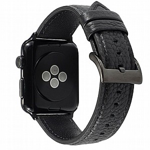 רצועת עור מדגם Litchi Genuine Leather Band מבית LaTera לשעון חכם מדגם: Apple Watch 38mm/40mm/41mm (צבע Black) רצועת עור מדגם Litchi Genuine Leather Band מבית LaTera לשעון חכם מדגם: Apple Watch 38mm/40mm/41mm (צבע Black)