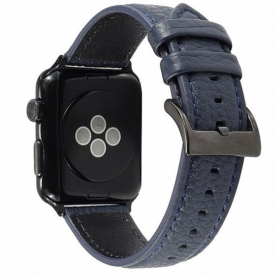 ����� ��� ����   Litchi Genuine Leather Band ���� LaTera ����� ��� ����: Apple Watch 38mm/40mm/41mm (��� Navy Blue)