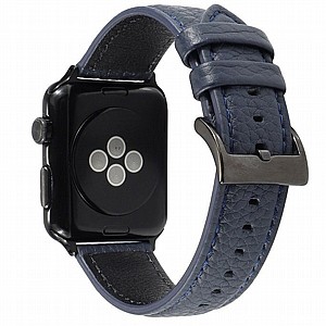 רצועת עור מדגם Litchi Genuine Leather Band מבית LaTera לשעון חכם מדגם: Apple Watch 38mm/40mm/41mm (צבע Navy Blue) רצועת עור מדגם Litchi Genuine Leather Band מבית LaTera לשעון חכם מדגם: Apple Watch 38mm/40mm/41mm (צבע Navy Blue)
