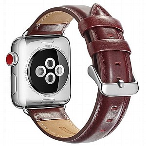 רצועת עור מדגם Crazy Horse Leather Band מבית LaTera לשעון חכם מדגם: Apple Watch 38mm/40mm/41mm (צבע Wine Red) רצועת עור מדגם Crazy Horse Leather Band מבית LaTera לשעון חכם מדגם: Apple Watch 38mm/40mm/41mm (צבע Wine Red)