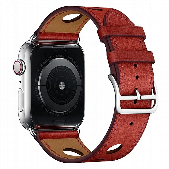 ����� ��� ����  Fashionable Circle Leather Band ���� LaTera ����� ��� ����: Apple Watch 42mm/44mm/45mm (��� Red)