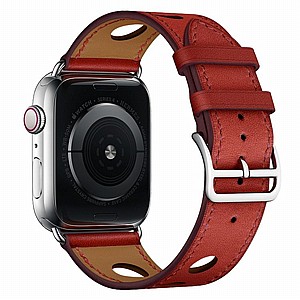 רצועת עור מדגם Fashionable Circle Leather Band מבית LaTera לשעון חכם מדגם: Apple Watch 38mm/40mm/41mm (צבע Red) רצועת עור מדגם Fashionable Circle Leather Band מבית LaTera לשעון חכם מדגם: Apple Watch 38mm/40mm/41mm (צבע Red)