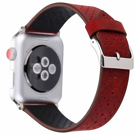 ����� ��� ����   Fashion Genuine Leather Band ���� LaTera ����� ��� ����: Apple Watch 38mm/40mm/41mm (��� Red)