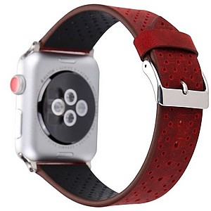 ����� ��� ����   Fashion Genuine Leather Band ���� LaTera ����� ��� ����: Apple Watch 38mm/40mm/41mm (��� Red)